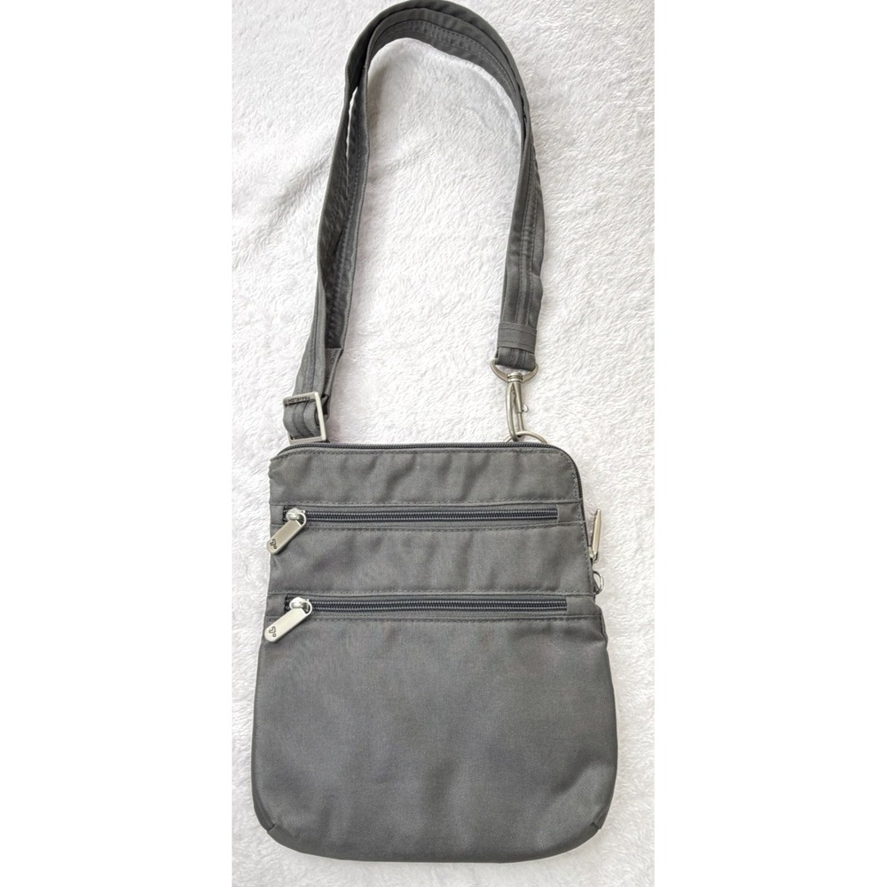 Travelon Classic Slim Anti-Theft RFID Crossbody Bag Gray 10.5x9" Lot of Pockets